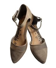 Women's Mary Jane Flats Fabric Gray Pointed Toe Size 7.5M