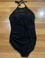 Merona black one piece swimsuit size medium.