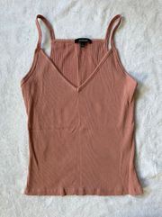 Ambiance Fashion Nova Gotta Have It V-Neck Ribbed Cami Top in Mauve - Size Large