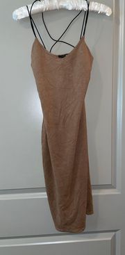 Suede Brown Bodycon Mini Dress