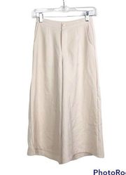 Missguided cream beige wide leg cropped pants size 4