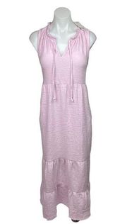 Lauren Lane x Sonoma NWT Pink Peasant Ruffle Sleeveless Tiered Maxi Dress Size M