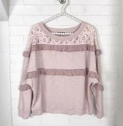 {Love Sam} Cottagecore Pink Ruffle Sweater Top