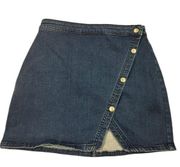 We the Free by Free People Notched Denim Wrap Mini Skirt size 6