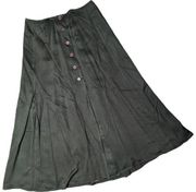 Vtg 1990s Hasting & Smith Olive Green Button Front A-Line Twill Maxi Skirt 10