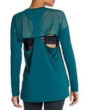 Teal Mesh Back Long Sleeve Top