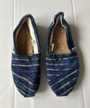 Toms  Flat Slip On Shoes Blue Faux Fur Lined