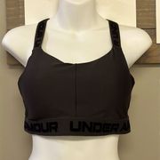 Under Armour  Padded Criss Cross/Razorback Dark Gray/Black Sports Bra- Large