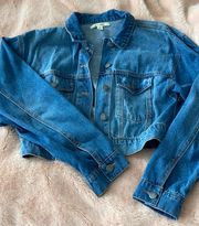 CROPPED DISTRESSED JEAN JACKET