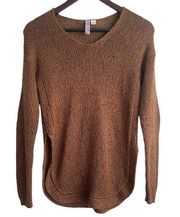 Alya Sweater Women S V-Neck Long Sleeve Open Knit Tunic Brown Pullover