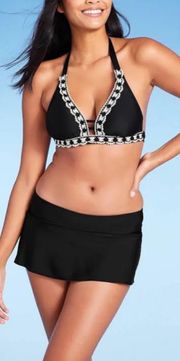 Swimwear bottom skort in Black Large