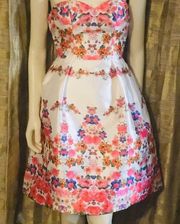 Chi Chi London White Floral Strapless Special Occasion Party Dress