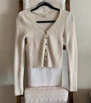 Happily Grey NWOT  cream ribbed button up cardigan sweater