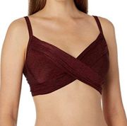 La Blanca Lamour Wrap Underwire Push Up Bikini Top Burgundy Size US 10 NWT