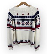 JC Penny Vintage Womens size Large Fair Isle Snowflake Print Knit Sweater