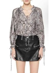 Rebecca Minkoff Rosalie Peasant Top Size XS Puff Sleeve Relaxed Oversized Blouse