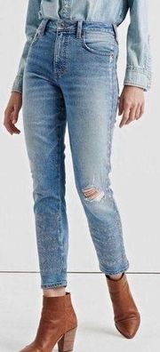 Lucky Brand Womens High Rise Tomboy Jeans Embellished Distressed Blue Size 12/31
