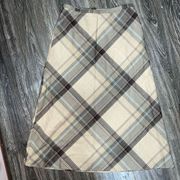 Charter Club 100% Wool Maxi Skirt Plaid 8 Beige Zip Lined