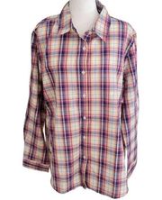 Chadwicks Plaid Long Sleeve Button-Down Shirt XL NWOT 100% Cotton