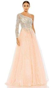 Mac Duggal Embroidered One Shoulder‎ Bodice Ball Gown Dusty Rose NWT