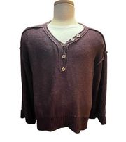 Wanderly burgundy sweater with button accents size Small