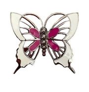 Vintage Y2K Stretchy Pink Butterfly Buckle Statement Belt size Med Lrg Silver