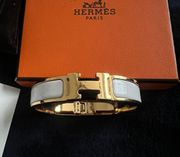 Hermes White Clic H Bracelet