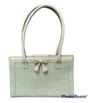 Liz Claiborne Light Green/Aqua Alligator Pattern Handbag