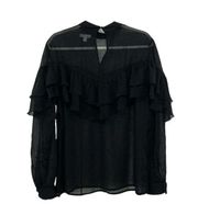 14 & Union Sheer Black Top/Blouse(Size Medium)