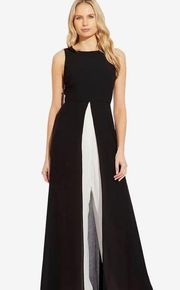 NWT Adrianna Papell Sleeveless Stretch Crepe Jumpsuit with Chiffon Overlay