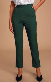 Lulus Kick It Forest Green High Waisted Trouser Pants, XS