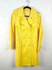 NEW YORK & CO. Yellow Lined Double Breasted Side Pocket Trench Coat, Size Medium