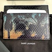 Saint Laurent Tropical Print Snakeskin Card Holder