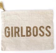 Girl Boss Clutch Pouch Metaalic Tassel Zipper #GirlBoss Tan & Gold