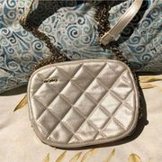 Bebe Gold Quilted cross body purse 3 compartments chain strap