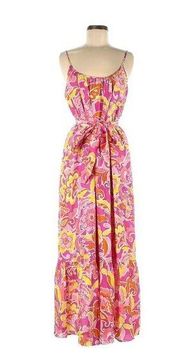 NWT J.Crew Scoopneck Silk Maxi in Fuchsia Yellow Floral Removable Belt Dress 6