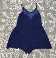 Xhilaration Blue Embroidered Romper