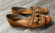 Enzo Angiolini open toe studded flat size 6