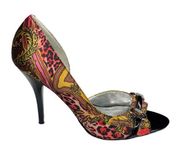 ༄ Roulette Printed D’Orsay Peep Toe Horsebit Pumps ༄ Leopard Mix