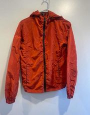 Papermoon Burnt Orange Full Zip Windbreaker Hooded Light Weight Jacket‎ Small