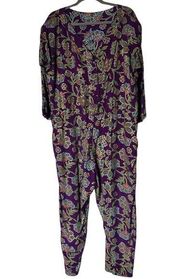 Vintage Passports By Pier 1 Purple Bohemian One Piece Romper Jumpsuit Floral