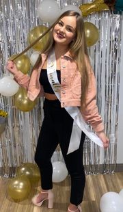 light pink cropped corded jacket