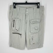 Pete & Greta by Johnny Was Cargo Shorts *SPOTS* Womens Sz 2 Linen Y2k Pale Green