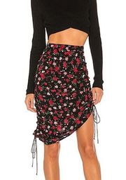 For Love & Lemons Molly Floral Ruched Pencil Skirt S