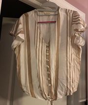 Sim&Sam Creme and tan striped blouse