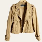 Zara Basic Khaki Tan Notch Collar Short Trench Jacket Size Size