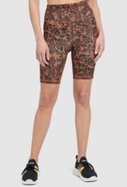 Bebe Burnt Rust Orange Leopard Animal Print Biker Pocket Shorts US Small