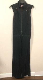 Juicy Couture Black Halter Zip Hoodie Jog Jumpsuit Vintage