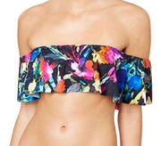 Bar III Painted Posie Bikini Top Womens Multicolor Floral Size XL