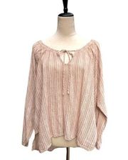 By Together Boho High Low Oversized Peasant Top Small